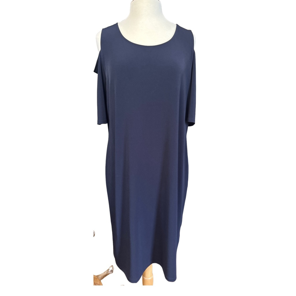 CHICO’S Dress Size 3 Navy Cold Shoulder